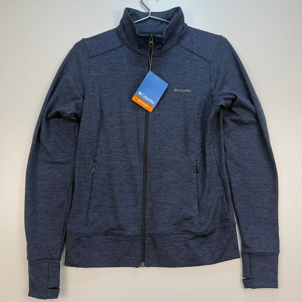 NWT Columbia Weekend Adventure Womens M Full Zip Jacket Blue Omni-Wick UPF 50